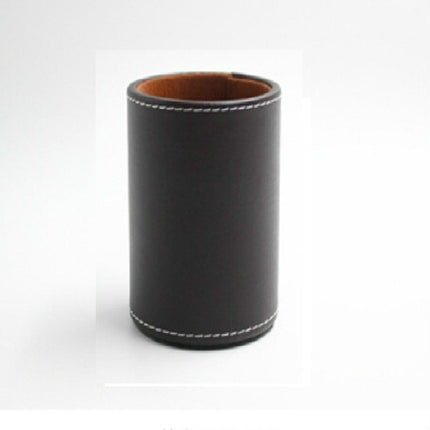Faux Leather Leather Penholder Desk Supplies Organizer(Brown)-garmade.com