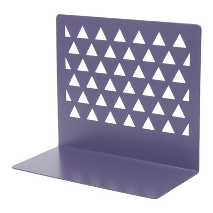 Metal Triangular Hollow Desktop Organizer Bookends Support Stand Holder Shelf Bookrack Home Office Supplies(Purple)-garmade.com