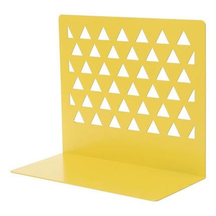 Metal Triangular Hollow Desktop Organizer Bookends Support Stand Holder Shelf Bookrack Home Office Supplies(Yellow)-garmade.com