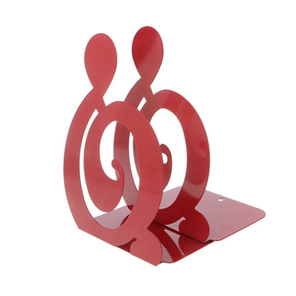 2 PCS Musical Note Metal Bookends Iron Support Holder Desk Stands For Books(Red Treble)-garmade.com