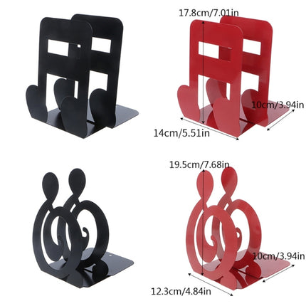 2 PCS Musical Note Metal Bookends Iron Support Holder Desk Stands For Books(Black Sixteenth)-garmade.com