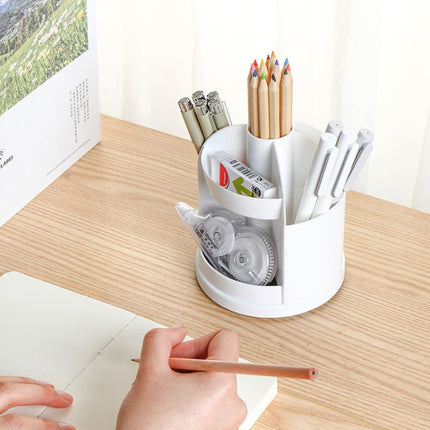 2 PCS Multi-function Rotating Plastic Gift Pen Holder Office Storage Box(Gray)-garmade.com