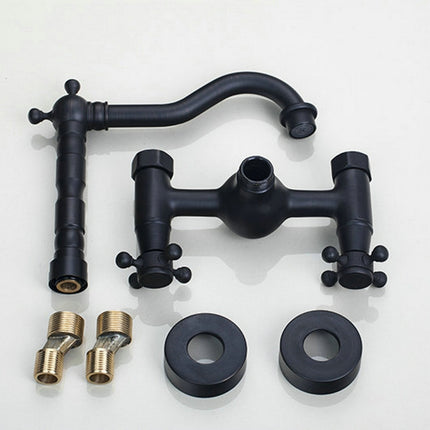 Wall-mounted Bathroom All Bronze Cold Hot Water Ancient Wall Faucet(Antique)-garmade.com