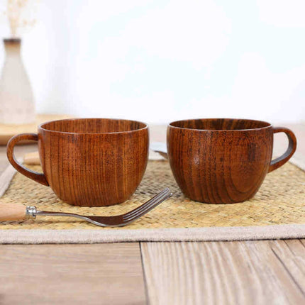 Mini Retro Handmade Wooden Coffee Tea Juice Water Cup Breakfast Beer Milk Drinkware with Handle-garmade.com