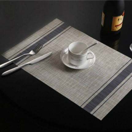 2 PCS Durable PVC Table Mats Coffee Cup Pad Braided Slip Placemats, Size: 30x45cm(Blue)-garmade.com