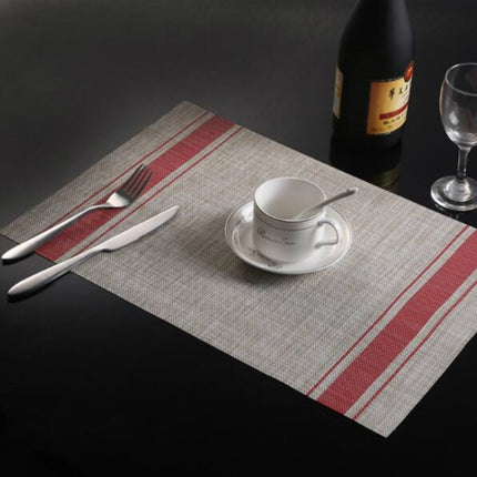 2 PCS Durable PVC Table Mats Coffee Cup Pad Braided Slip Placemats, Size: 30x45cm(Red)-garmade.com