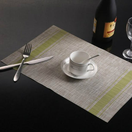 2 PCS Durable PVC Table Mats Coffee Cup Pad Braided Slip Placemats, Size: 30x45cm(Green)-garmade.com