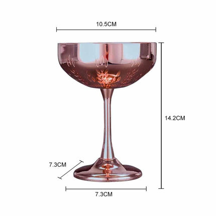 2 PCS 304 Stainless Steel Cup Ear Of Wheat Print Martini Goblet Wine Glass Drinkware(Gold)-garmade.com