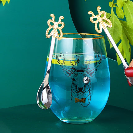 Multicolor Stainless Steel Butterfly Coffee Spoon Fruit Cold Drink Ice Cream Dessert Tea Spoon, Color:Gold-garmade.com