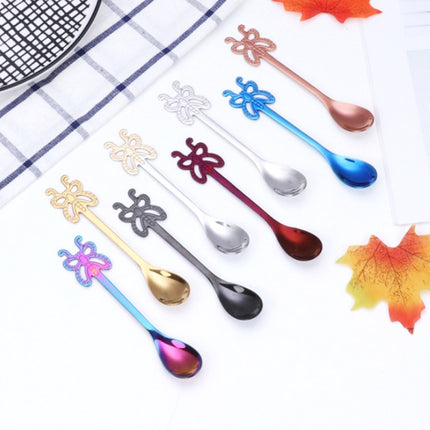 Multicolor Stainless Steel Butterfly Coffee Spoon Fruit Cold Drink Ice Cream Dessert Tea Spoon, Color:Gold-garmade.com