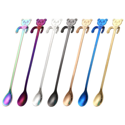 Cute Bear Spoon Long Handle Spoons Coffee Drinking Tools(Purple)-garmade.com
