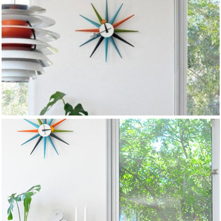 Simple Modern Sun Clock Creative Home Accessories Wall Clock(Log Color Pole)-garmade.com