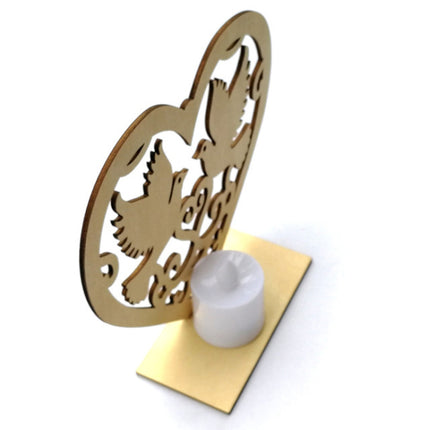 2 PCS Creative Heart Shaped Wooden Decoration Romantic Wooden Sign LED Candle Light(JM01452)-garmade.com