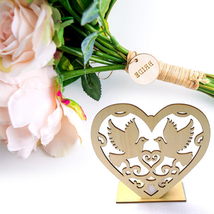 2 PCS Creative Heart Shaped Wooden Decoration Romantic Wooden Sign LED Candle Light(JM01453)-garmade.com