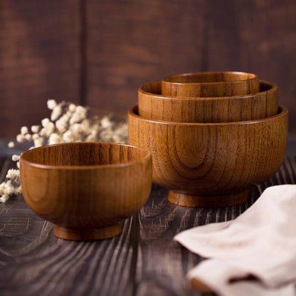 Adult Children Jujube Solid Wood Bowl Soup Noodle Bowl Household Tableware, Size:Diameter 9.5 cm-garmade.com