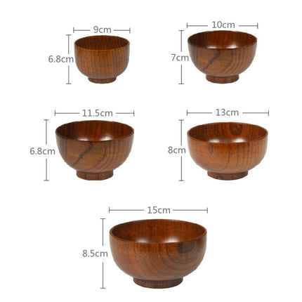 Adult Children Jujube Solid Wood Bowl Soup Noodle Bowl Household Tableware, Size:Diameter 10.5 cm-garmade.com