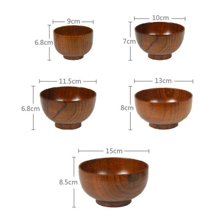 Adult Children Jujube Solid Wood Bowl Soup Noodle Bowl Household Tableware, Size:Diameter 13 cm-garmade.com