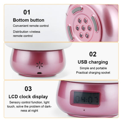 DIY Recordable Alarm Night Light Cute Thing Remote Control Color Changing Silicone Mood Alarm Clock(Pink)-garmade.com