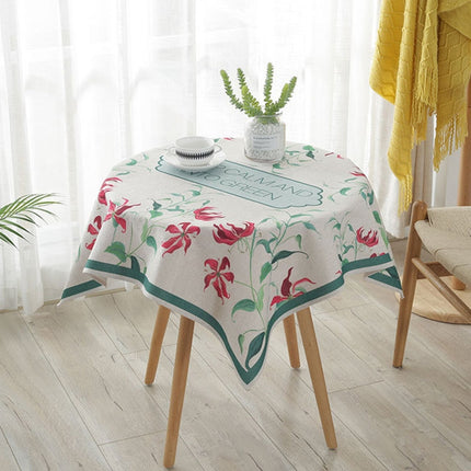Greenery Linen Tablecloth Restaurant Bar Household Tablecloth, Size:85x85cm(Leafy)-garmade.com
