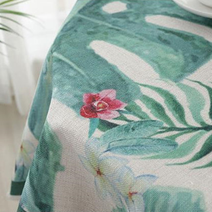 Greenery Linen Tablecloth Restaurant Bar Household Tablecloth, Size:85x85cm(Watercolor Banana Leaves)-garmade.com