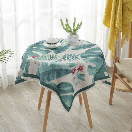 Greenery Linen Tablecloth Restaurant Bar Household Tablecloth, Size:140x140cm(Bustling Green Leaf)-garmade.com