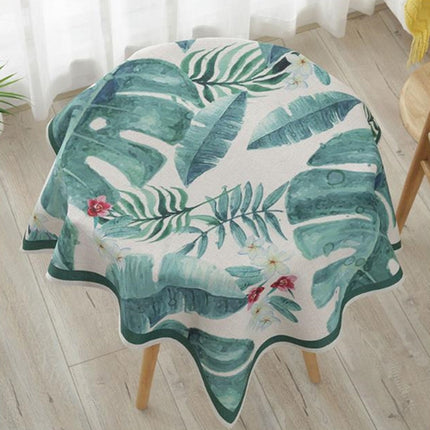 Greenery Linen Tablecloth Restaurant Bar Household Tablecloth, Size:140x140cm(Bustling Green Leaf)-garmade.com