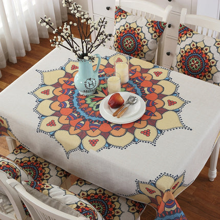 Retro Pattern Linen Table Cloth For Dinner Home Decor Dustproof Table Cover, Size:85x85cm(Bohemia)-garmade.com