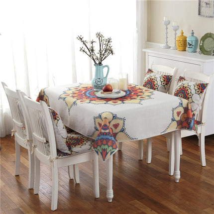 Retro Pattern Linen Table Cloth For Dinner Home Decor Dustproof Table Cover, Size:85x85cm(Kaleidoscope)-garmade.com