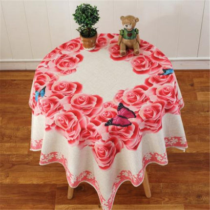 Retro Pattern Linen Table Cloth For Dinner Home Decor Dustproof Table Cover, Size:85x85cm(Wreath)-garmade.com