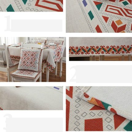 Retro Pattern Linen Table Cloth For Dinner Home Decor Dustproof Table Cover, Size:110x110cm(Celadon Porcelain)-garmade.com