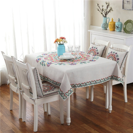 Retro Pattern Linen Table Cloth For Dinner Home Decor Dustproof Table Cover, Size:110x160cm(Bohemia)-garmade.com