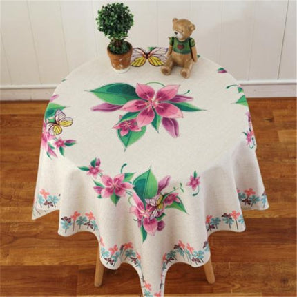 Retro Pattern Linen Table Cloth For Dinner Home Decor Dustproof Table Cover, Size:110x160cm(Violet)-garmade.com