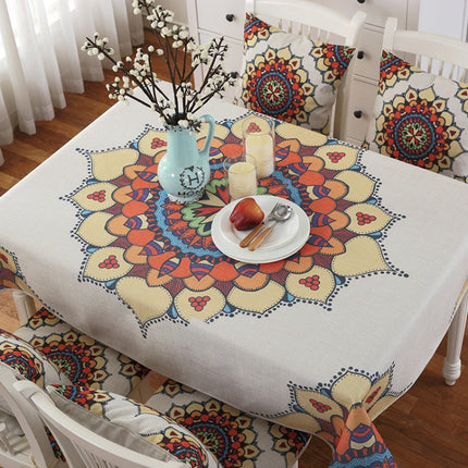 Retro Pattern Linen Table Cloth For Dinner Home Decor Dustproof Table Cover, Size:110x160cm(Wreath)-garmade.com