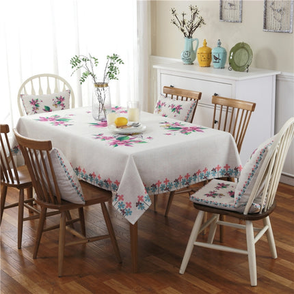 Retro Pattern Linen Table Cloth For Dinner Home Decor Dustproof Table Cover, Size:130x180cm(Violet)-garmade.com