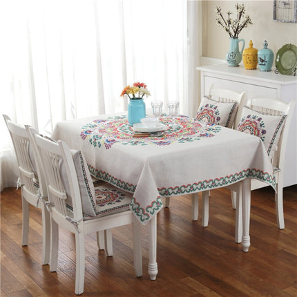 Retro Pattern Linen Table Cloth For Dinner Home Decor Dustproof Table Cover, Size:140x140cm(Bohemia)-garmade.com