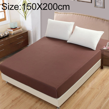 Plain Mattress Protector Bed Mat Mattress Cover Fitted Sheet, Size:150X200cm(Coffee)-garmade.com