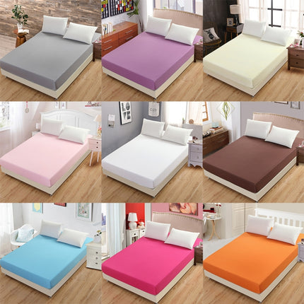 Plain Mattress Protector Bed Mat Mattress Cover Fitted Sheet, Size:150X200cm(Coffee)-garmade.com