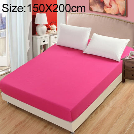 Plain Mattress Protector Bed Mat Mattress Cover Fitted Sheet, Size:150X200cm(Magenta)-garmade.com