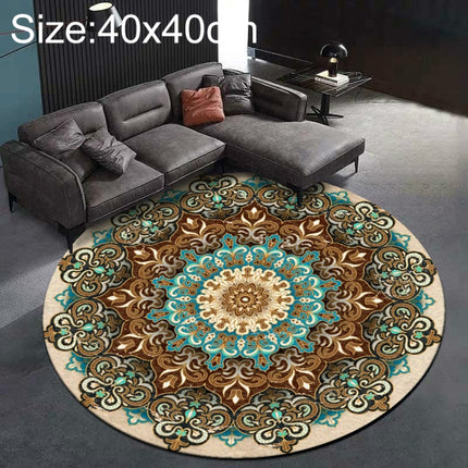 Ethnic Carpet Camel Mandala Flower Carpet Non-slip Floor Mat, Size:Diameter 40cm(Gray)-garmade.com