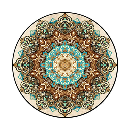 Ethnic Carpet Camel Mandala Flower Carpet Non-slip Floor Mat, Size:Diameter 40cm(Gray)-garmade.com