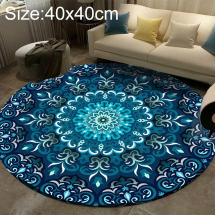 Ethnic Carpet Camel Mandala Flower Carpet Non-slip Floor Mat, Size:Diameter 40cm(Blue)-garmade.com