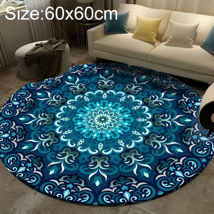 Ethnic Carpet Camel Mandala Flower Carpet Non-slip Floor Mat, Size:Diameter 60cm(Blue)-garmade.com