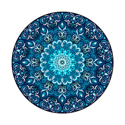 Ethnic Carpet Camel Mandala Flower Carpet Non-slip Floor Mat, Size:Diameter 60cm(Blue)-garmade.com