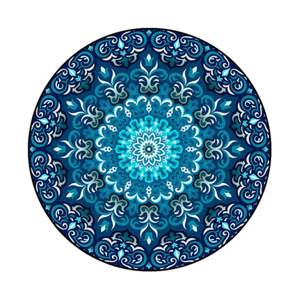 Ethnic Carpet Camel Mandala Flower Carpet Non-slip Floor Mat, Size:Diameter 140cm(Blue)-garmade.com