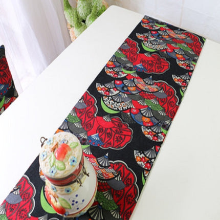 Ethnic Style Cotton and Linen Table Flag Printed Double Dining Table Placemat, Size:32x160cm(Red)-garmade.com
