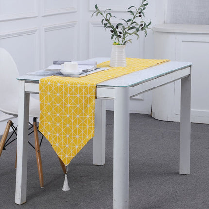 Linen Table Flag Tea Mat Cloth TV Cabinet Coffee Table Strip Cover Cloth, Size:160x33cm(Yellow)-garmade.com