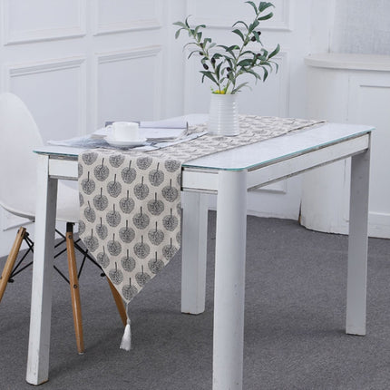 Linen Table Flag Tea Mat Cloth TV Cabinet Coffee Table Strip Cover Cloth, Size:240x33cm(White)-garmade.com