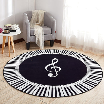 Music Symbol Piano Key Round Carpet Home Bedroom Mat Floor Decoration Rug, Diameter: 60cm(Round Piano)-garmade.com