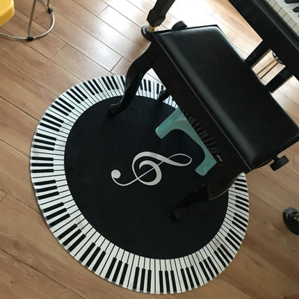 Music Symbol Piano Key Round Carpet Home Bedroom Mat Floor Decoration Rug, Diameter: 60cm(Round Piano)-garmade.com