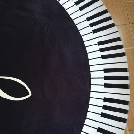 Music Symbol Piano Key Round Carpet Home Bedroom Mat Floor Decoration Rug, Diameter: 60cm(Round Piano)-garmade.com